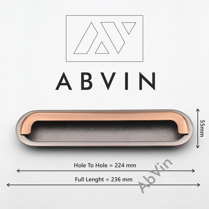 Grey Rosegold Concealed Sliding Door Handle and Concealed Door Pull Handle, Handles for Sliding wardrobes and Drawers