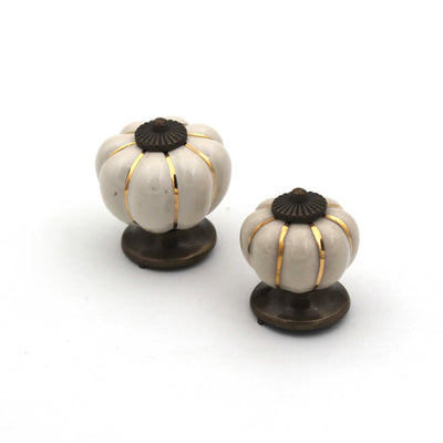 Solid Ceramic Finish Cabinet Knobs – Cream Gold Finish | Modern Bar Handle for Kitchen, Drawer & Wardrobe (1 Pc)