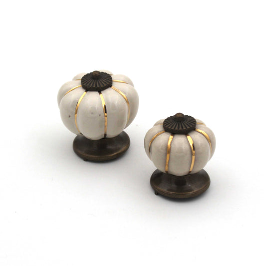 Solid Ceramic Finish Cabinet Knobs – Cream Gold Finish | Modern Bar Handle for Kitchen, Drawer & Wardrobe (1 Pc)