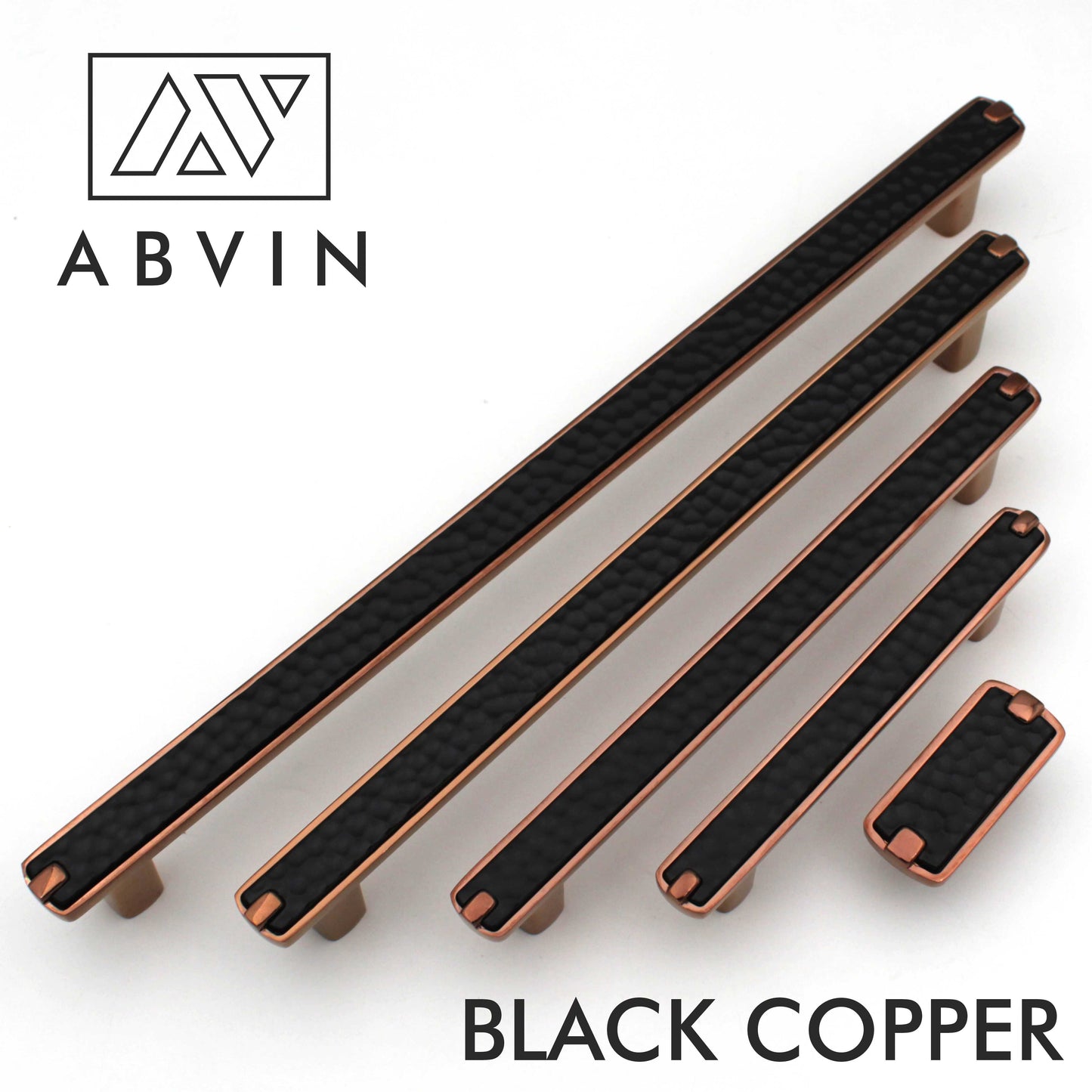Modern Hammered Black Copper Cabinet Handle: Drawer, Dresser, and Furniture Pull