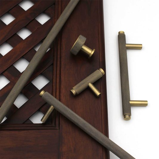 ABVIN Premium Solid Brass Knurled Cabinet Bar Pull Handles Antique Furniture Hardware Drawers Kitchens Cupboard Door