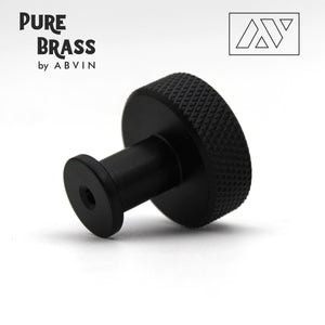 ABVIN Premium Brass Black Knurled Knobs Handles, Furniture Pulls Cabinets Cupboards Drawers knob (1 pcs)