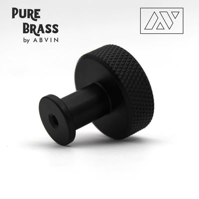 ABVIN Premium Brass Black Knurled Knobs Handles, Furniture Pulls Cabinets Cupboards Drawers knob (1 pcs)