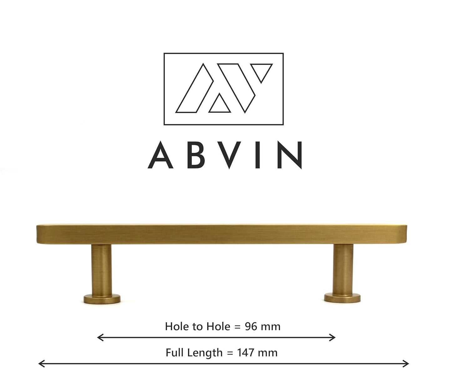ABVIN Premium Solid Brass Cabinet Bar Pull Handles Matt Gold Furniture Hardware Drawers Kitchens Cupboard Door
