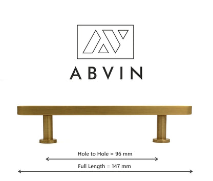 ABVIN Premium Solid Brass Cabinet Bar Pull Handles Matt Gold Furniture Hardware Drawers Kitchens Cupboard Door