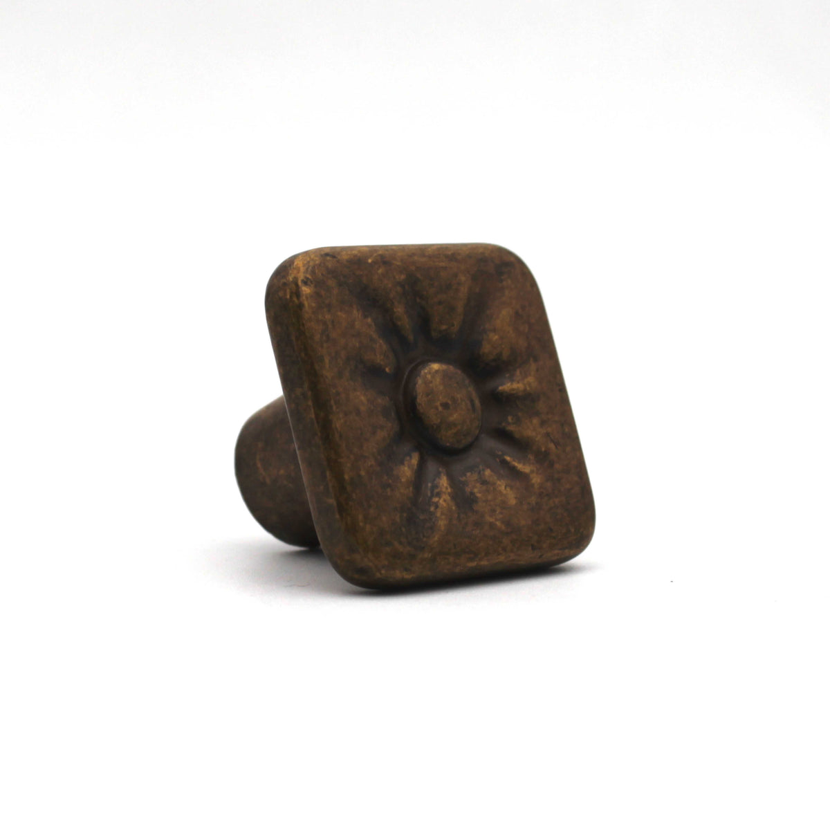 Antique Bronze Square Cabinet Knob 30mm – Vintage Floral Drawer Pull Handle for Kitchen Cabinets, Cupboards & Furniture