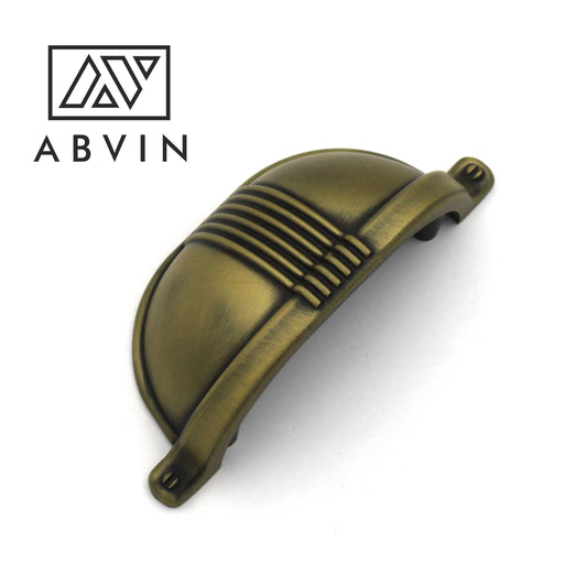 ABVIN Linning Antique Gold Modern Cup Pulls Cabinet Handles for Hardware Cabinets, Cupboards and Drawers - 1 pcs