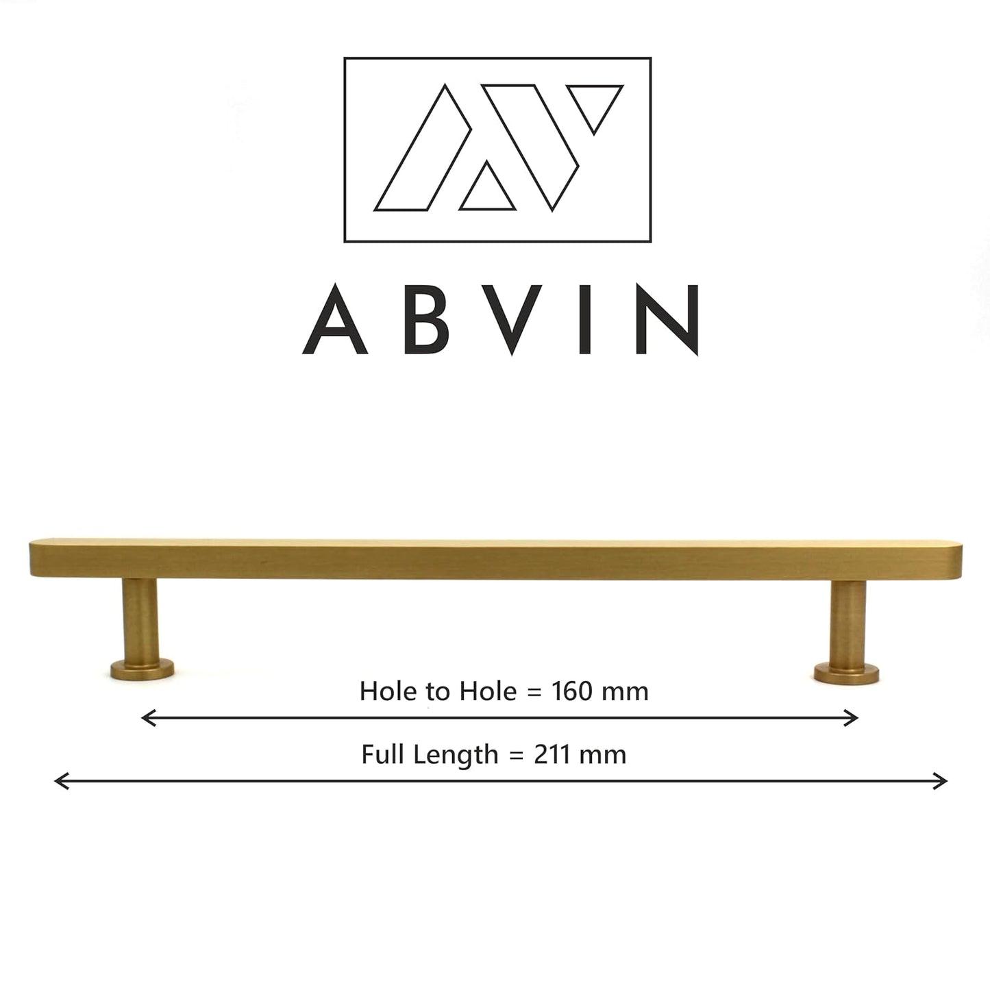 ABVIN Premium Solid Brass Cabinet Bar Pull Handles Matt Gold Furniture Hardware Drawers Kitchens Cupboard Door