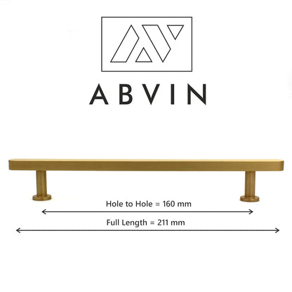 ABVIN Premium Solid Brass Cabinet Bar Pull Handles Matt Gold Furniture Hardware Drawers Kitchens Cupboard Door