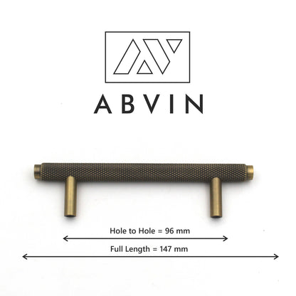 ABVIN Premium Solid Brass Knurled Cabinet Bar Pull Handles Antique Furniture Hardware Drawers Kitchens Cupboard Door