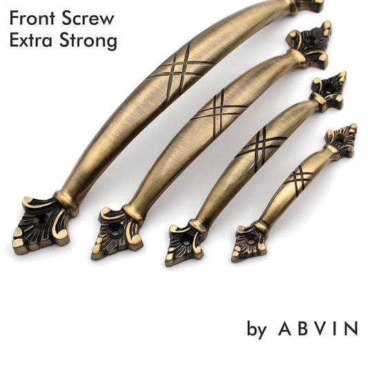 ABVIN Pure Brass Vintage Bar Handles Outer Screws for Doors and Cabinets , Modern Cabinet Hardware, Furniture Pulls for Doors, Cabinets, Cupboards & Drawers ( 1 pcs )