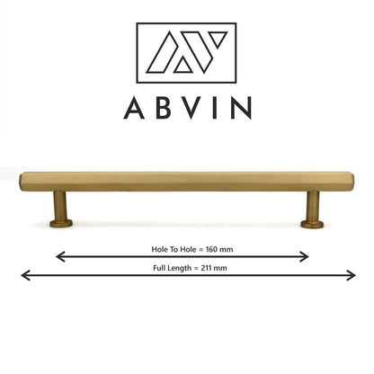 Gold handle with dimensions and ABVIN logo on a white background