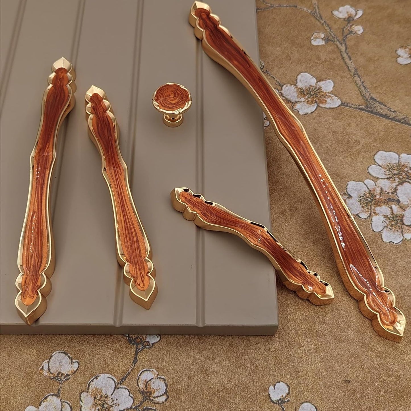 ABVIN Ceramic Brown Gold Cabinet Pulls, Beautiful Drawer Knobs, Decorative Knobs, Dresser Knobs, Drawer Pulls, Knobs and Pulls