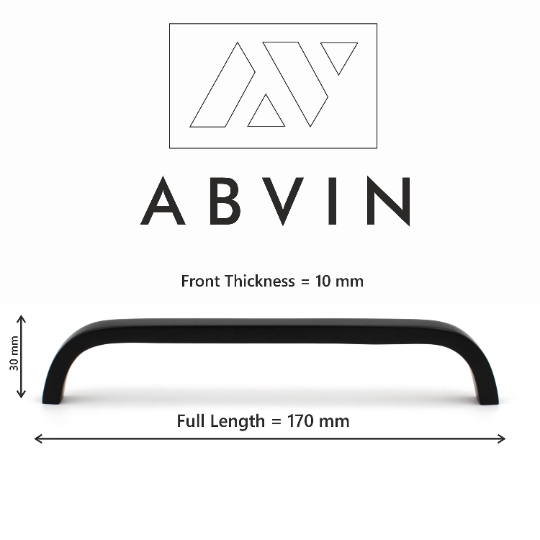 ABVIN Premium Black Thin Solid Brass Bar Handles, Matt Gold Cabinet Hardware, Furniture Pulls for Doors, Cabinets, Cupboards & Drawers -1 Piece