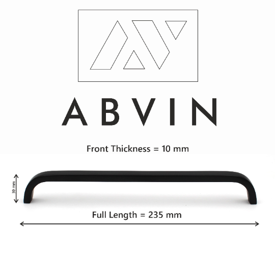 ABVIN Premium Black Thin Solid Brass Bar Handles, Matt Gold Cabinet Hardware, Furniture Pulls for Doors, Cabinets, Cupboards & Drawers -1 Piece