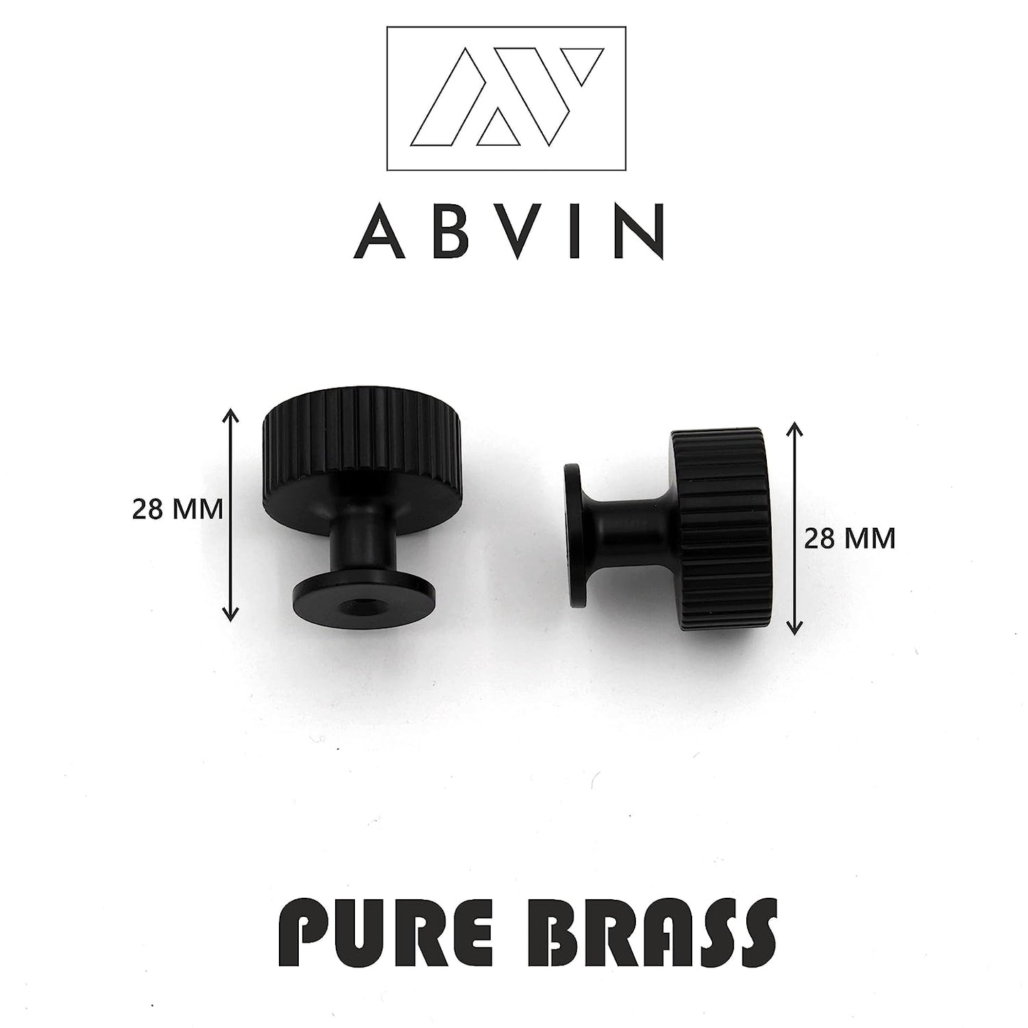 ABVIN Premium Knurled Black Brass Handles, Modern Hardware, Furniture Pulls for Doors Cabinets Cupboards Drawers (1 pcs)