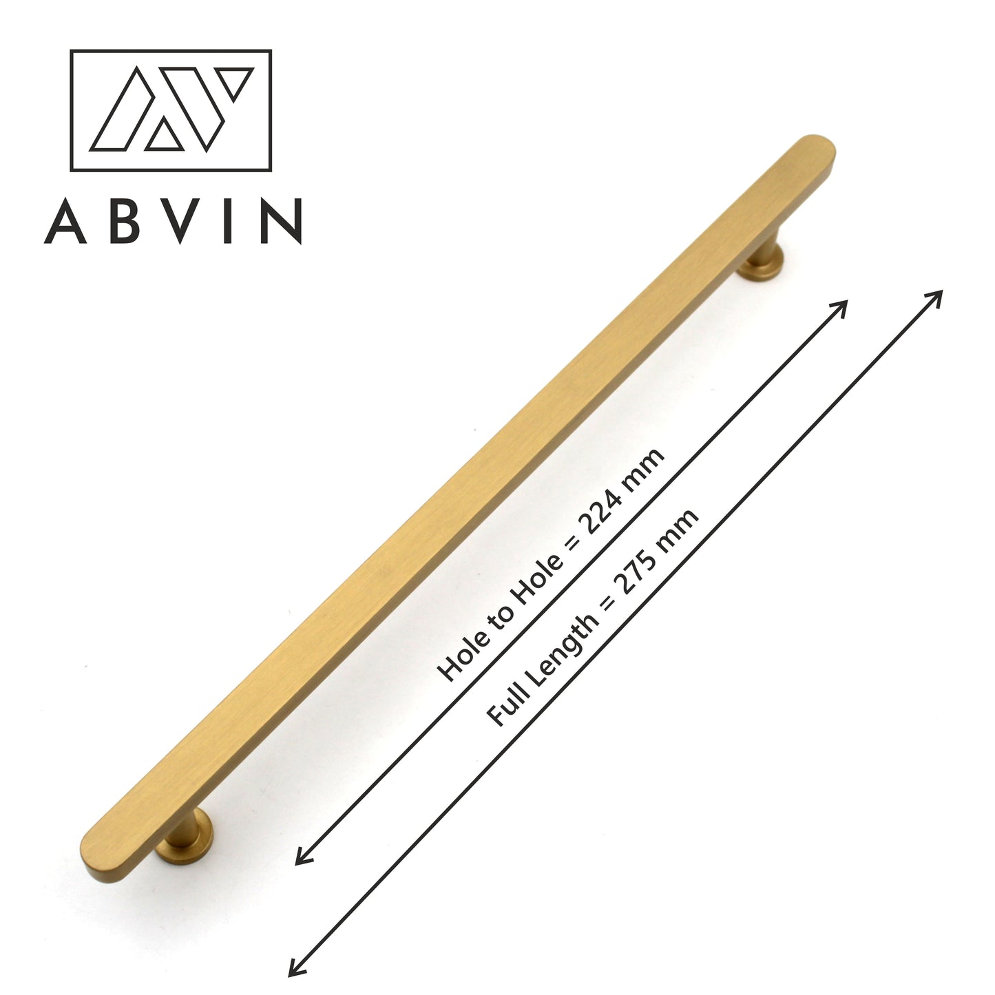 ABVIN Premium Solid Brass Cabinet Bar Pull Handles Matt Gold Furniture Hardware Drawers Kitchens Cupboard Door