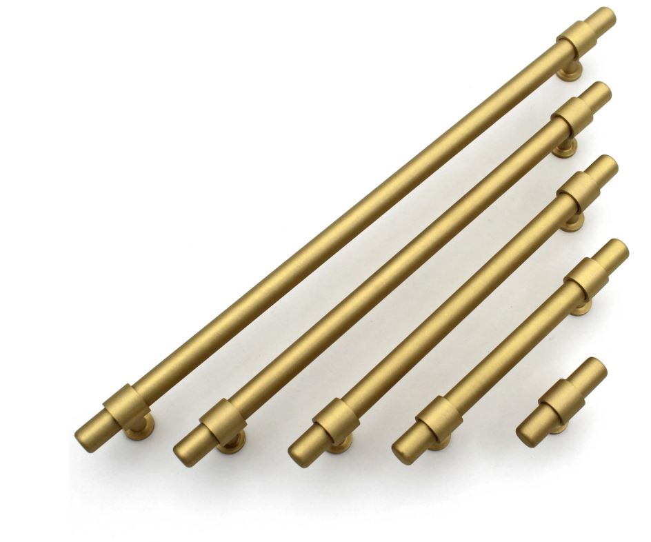 ABVIN Premium Solid Brass Round Cabinet Bar Pull Handles Matt Gold Furniture Hardware Drawers Kitchens Cupboard Door (Made of Brass)