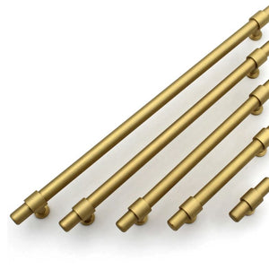 ABVIN Premium Solid Brass Round Cabinet Bar Pull Handles Matt Gold Furniture Hardware Drawers Kitchens Cupboard Door (Made of Brass)