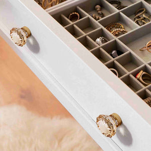 Flower Crystal Knobs Pulls Champagne Handles Transparent Wardrobe Dresser Drawer Furniture Hardware (1 pcs)