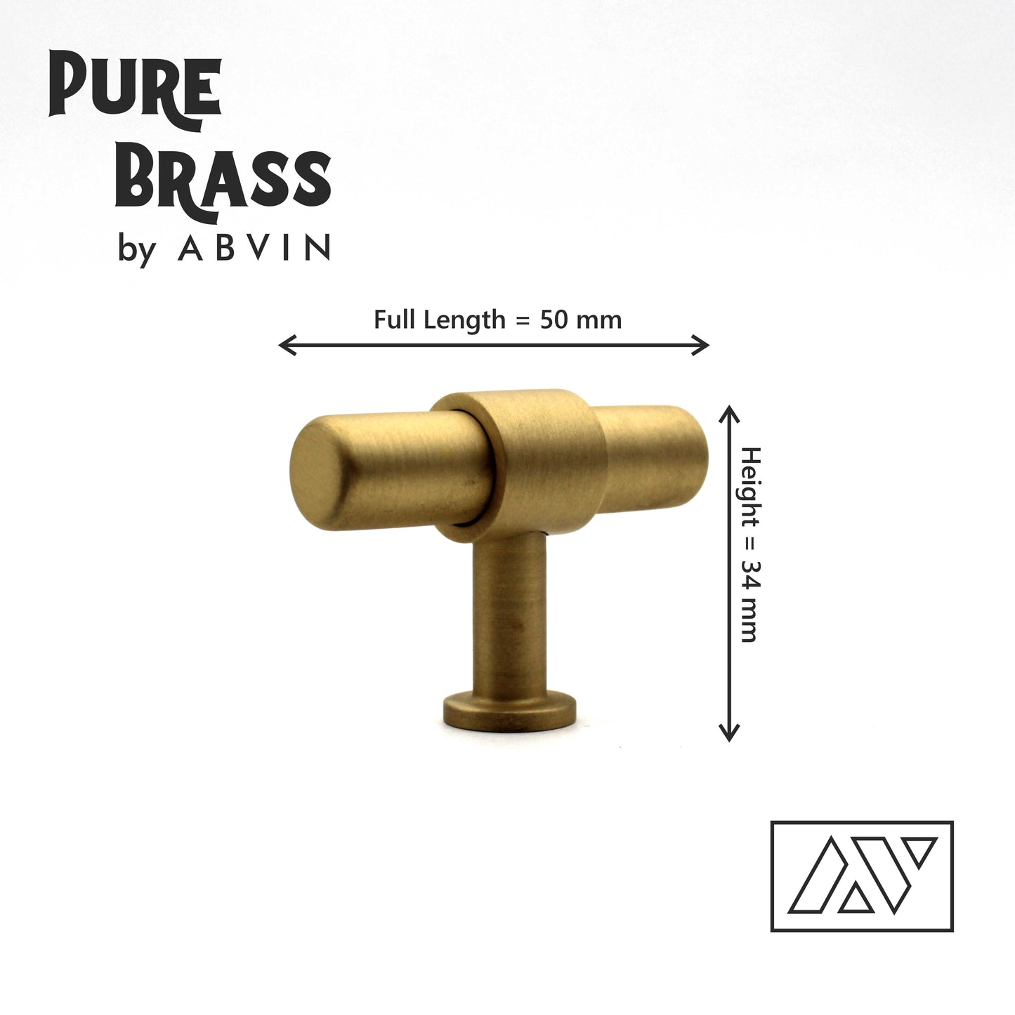 ABVIN Premium Solid Brass Round Cabinet Bar Pull Handles Matt Gold Furniture Hardware Drawers Kitchens Cupboard Door (Made of Brass)