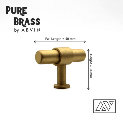 ABVIN Premium Solid Brass Round Cabinet Bar Pull Handles Matt Gold Furniture Hardware Drawers Kitchens Cupboard Door (Made of Brass)