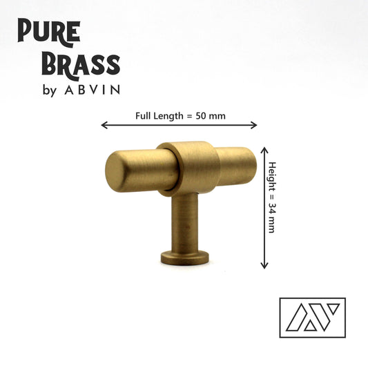 ABVIN Premium Solid Brass Round Cabinet Bar Pull Handles Matt Gold Furniture Hardware Drawers Kitchens Cupboard Door (Made of Brass)