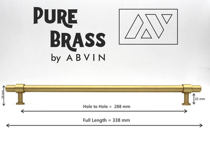 ABVIN Premium Solid Brass Round Cabinet Bar Pull Handles Matt Gold Furniture Hardware Drawers Kitchens Cupboard Door (Made of Brass)