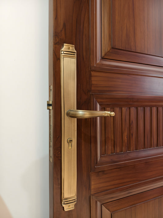 Pure Brass 20 inch Plate Door Mortise Handle for Main Door Handles, Lock for Front Door - 1 set