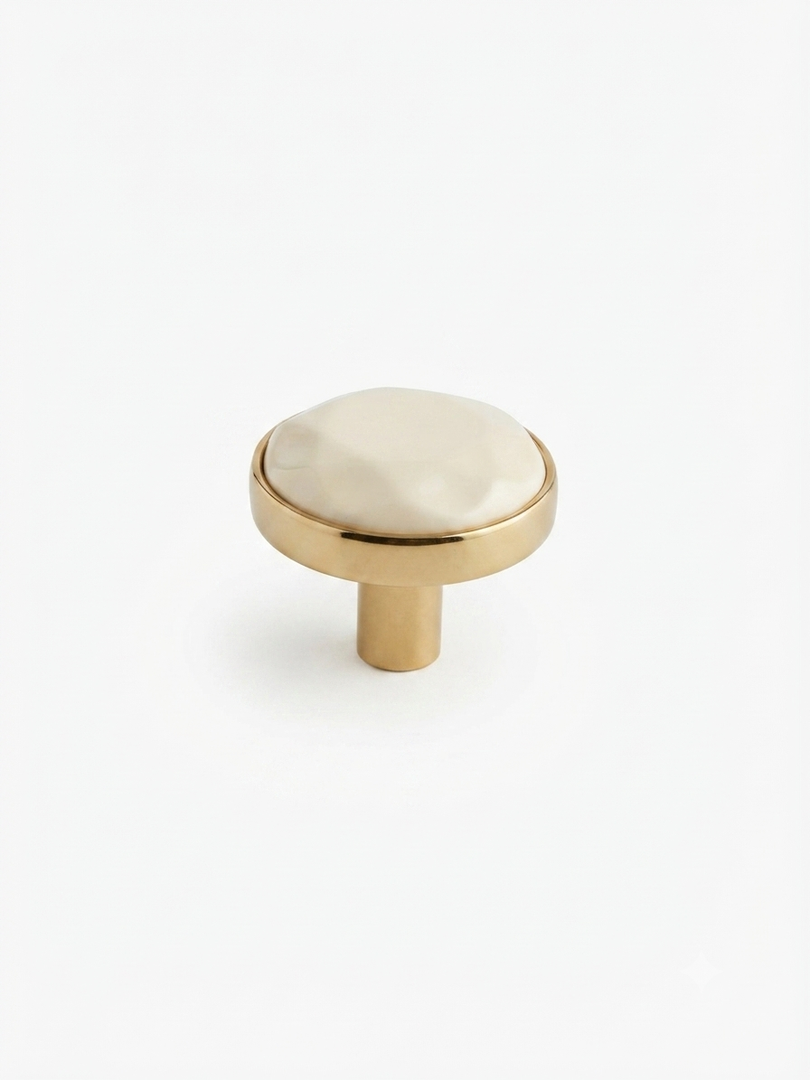 Gold Brass Marble  handles Unique Cabinet Beautiful Decorative Dresser Drawer Knobs and Pulls - 1 pcs