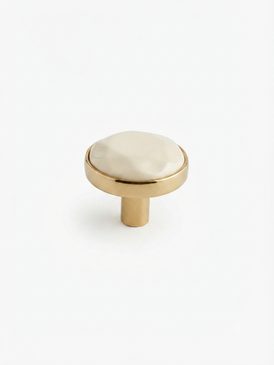 Gold Brass Marble  handles Unique Cabinet Beautiful Decorative Dresser Drawer Knobs and Pulls - 1 pcs