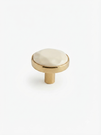 Gold Brass Marble  handles Unique Cabinet Beautiful Decorative Dresser Drawer Knobs and Pulls - 1 pcs
