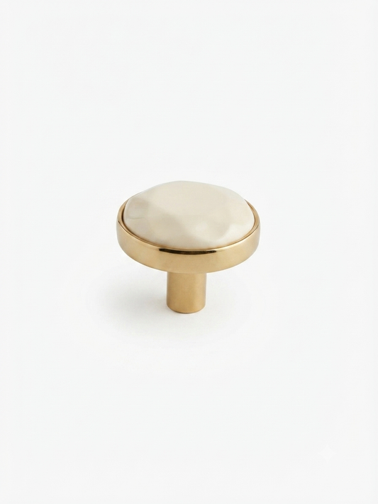 Gold Brass Marble  handles Unique Cabinet Beautiful Decorative Dresser Drawer Knobs and Pulls - 1 pcs