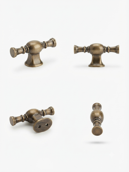 Antique Brass Finish Cabinet Handle Knob – Vintage Double-End Furniture Pull for Cabinets, Drawers & Wardrobes