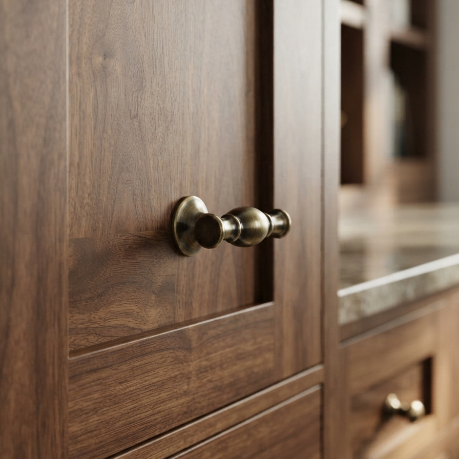 Antique Brass Finish Cabinet Handle Knob – Vintage Double-End Furniture Pull for Cabinets, Drawers & Wardrobes