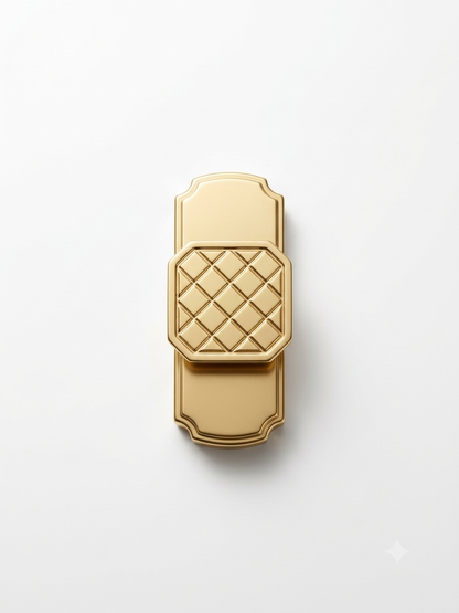 Solid Knurled Geometric Cabinet Knob with Scalloped Backplate | Matt PVD Gold Dresser Pull | Vintage Architectural Hardware for Kitchen & Furniture