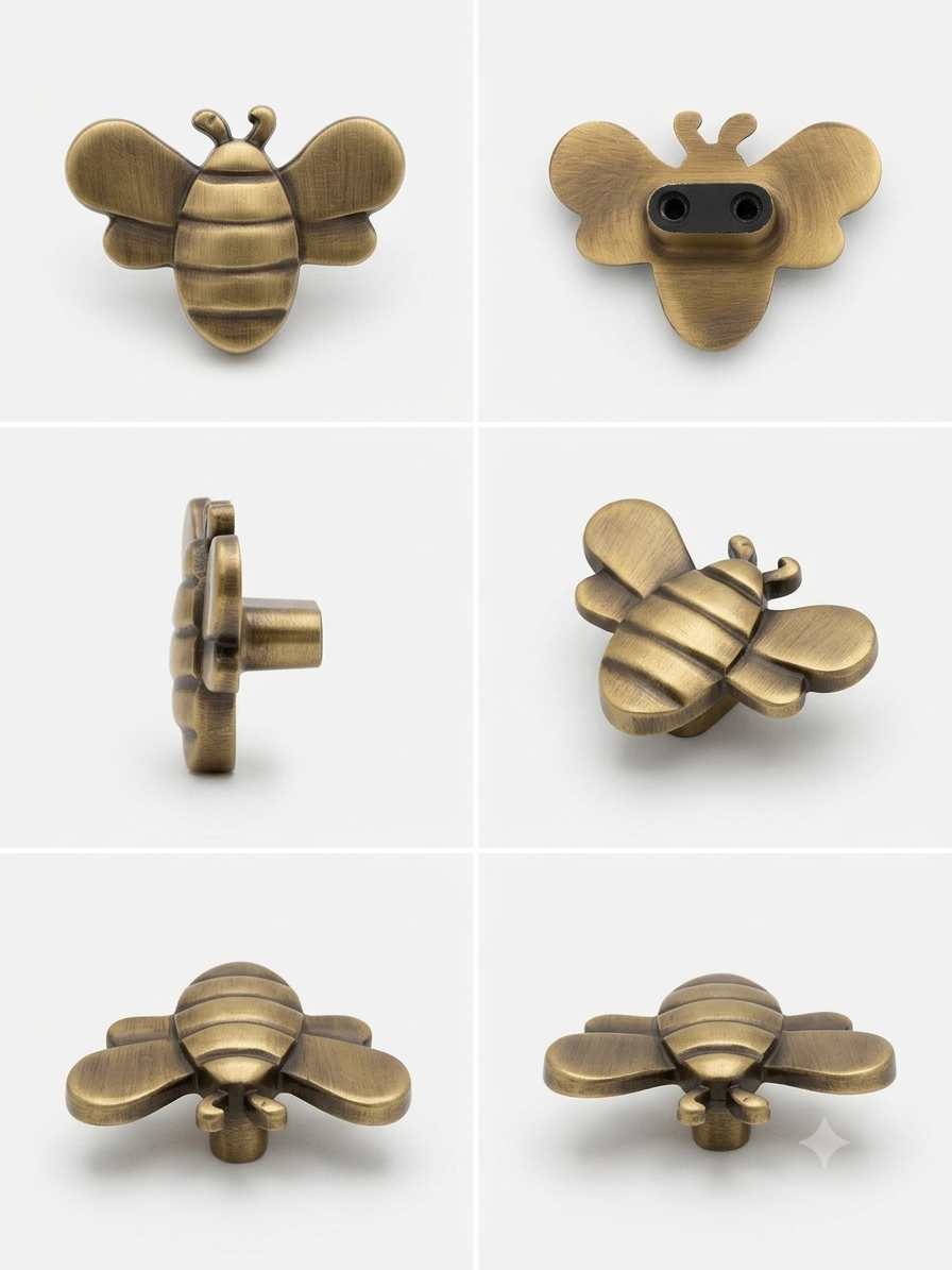 Antique Bee Cabinet Knob – Decorative Insect-Shaped Drawer Pull