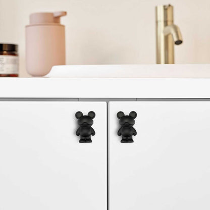 Black Mickey Stereoscopic Bear Cabinet Handles for Wardrobe and Children's Room Pull Knobs Wardrobe Dresser Drawer Furniture Hardware (1 pcs)