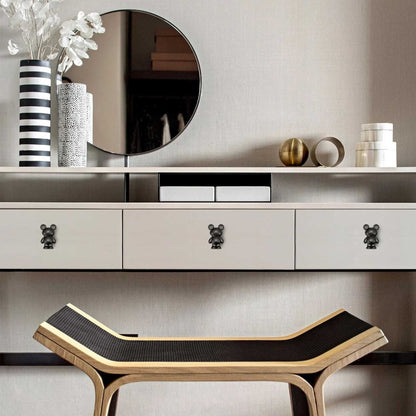 Black Mickey Stereoscopic Bear Cabinet Handles for Wardrobe and Children's Room Pull Knobs Wardrobe Dresser Drawer Furniture Hardware (1 pcs)