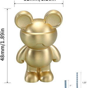 Brushed Gold Brass Mickey Stereoscopic Bear Cabinet Handles for Wardrobe and Children's Room Pull Knobs Wardrobe Dresser Drawer Furniture Hardware (1 pcs)