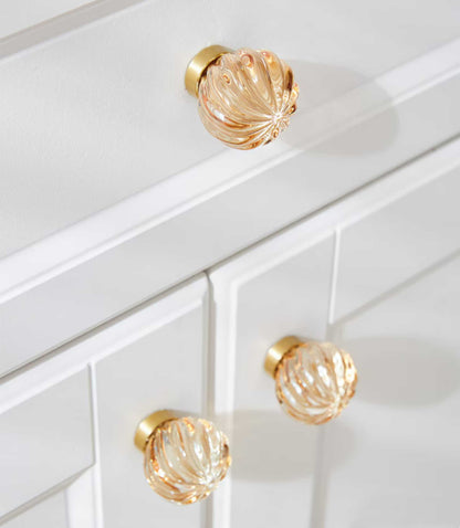 Round Crystal Knobs Pulls Champagne Handles Transparent Wardrobe Dresser Drawer Furniture Hardware (1 pcs)