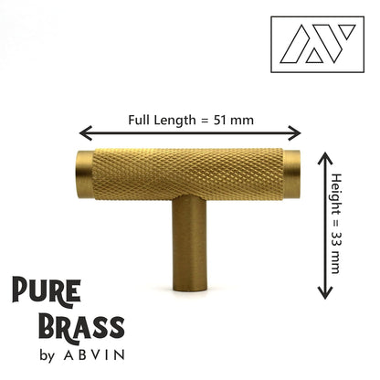 ABVIN Premium Solid Brass Knurled Cabinet Bar Pull Handles Matt Gold Furniture Hardware Drawers Kitchens Cupboard Door
