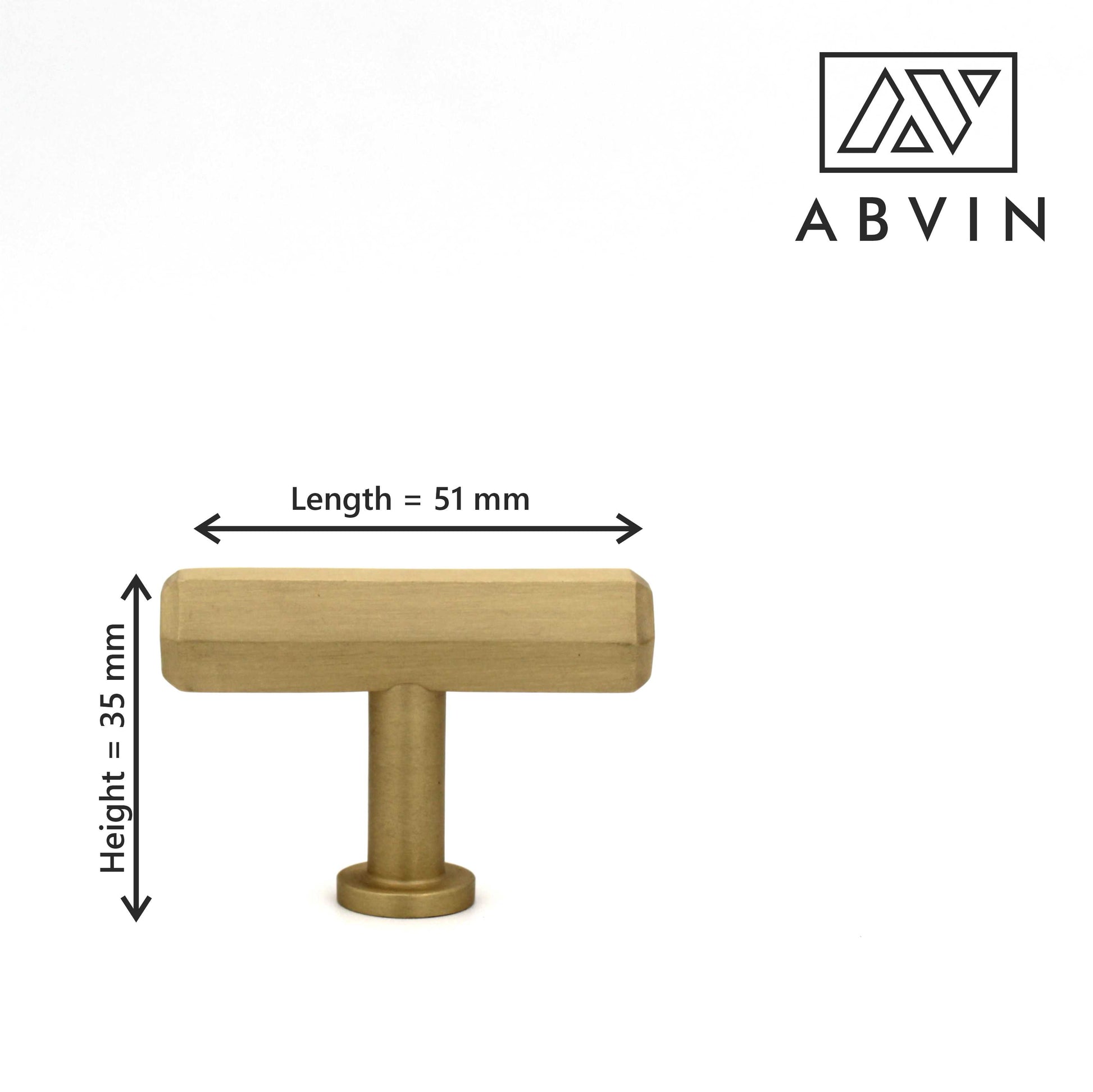 Wooden handle with measurements and ABVIN logo on a white background