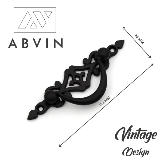ABVIN Matt Black Drop Pull Antique Carving Drop Pulls Vintage Antique Old Drawer Unique Cabinet Beautiful Drawer Knobs Decorative Dresser Drawer Pulls - Antique - 1 Pcs