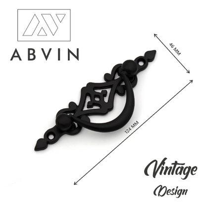 ABVIN Matt Black Drop Pull Antique Carving Drop Pulls Vintage Antique Old Drawer Unique Cabinet Beautiful Drawer Knobs Decorative Dresser Drawer Pulls - Antique - 1 Pcs