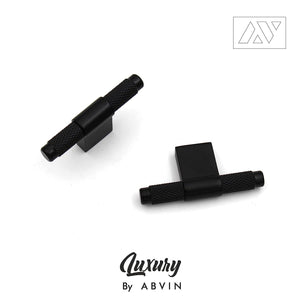 ABVIN Premium Knurled Black Brass Handles, Modern Cabinet Hardware, Furniture Pulls for Doors Cabinets Cupboards Drawers (1 pcs) (T Knob)