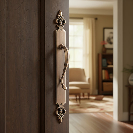 AV-EXP-010 21 inch Pure Brass Vintage Antique Door Plate Handle for Main Door Handles, Pulls for Front Door - 1 pcs