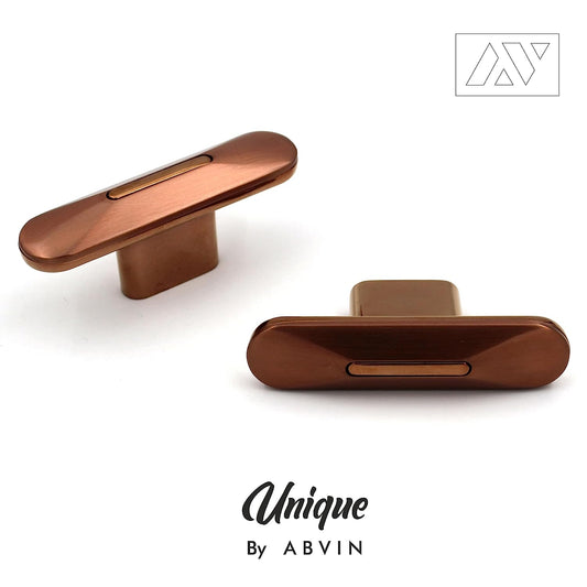 ABVIN Premium Dual Copper Handles, Modern Gold Cabinet Hardware, Furniture Pulls for Doors Cabinets Cupboards Drawers (1 pcs) (T Knob)