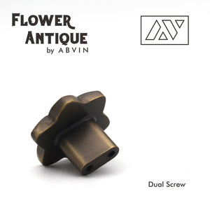Bronze dual screw with 'Flower Antique by ABVIN' branding on a white background