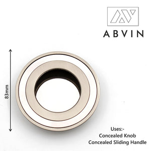 ABVIN Round Chrome Matt Concealed Sliding Door Handle and Drawer Handles, Door Handle and Concealed Door Pull Handle, Handles for Sliding wardrobes (1 Pcs)